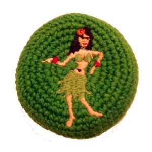  Green Hula Girl Hacky Sack / Footbag   Embroidered   Made 