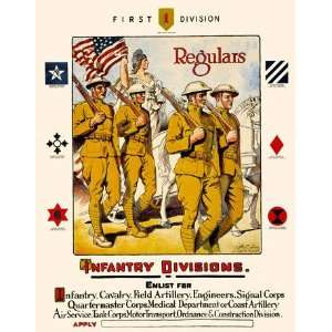  Regulars Infantry Divisions 12x18 Giclee on canvas: Home 