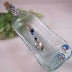  Recycled Wine Bottle Serving Dish with Beaded Spoon: Home 