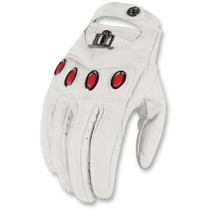  Icon Womens Hella Leather Gloves, White, Gender: Womens 