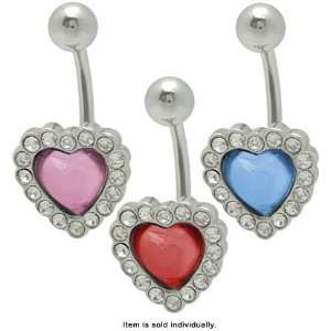  Heart Navel Ring with Cz Gems   0160 Jewelry