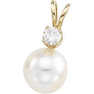  03.00 Mm 14K Yellow Gold Cultured Pearl And Diamond 