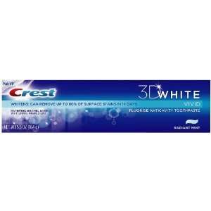 Crest 3D White Vivid Fluoride Anticavity Toothpaste Radiant Mint 