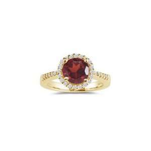  0.20 Cts Diamond & 1.25 Cts Garnet Ring in 14K Yellow Gold 