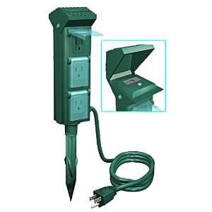  Outdoor Christmas Light Power Yard Stake with Photocell 10 ft 