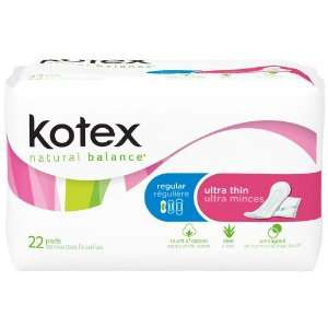  Kotex Natural Balance Ultra Thin, 22 Pads, Regular: Health 