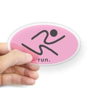  iRun2 Sticker Pink Black Sports Oval Sticker by CafePress 