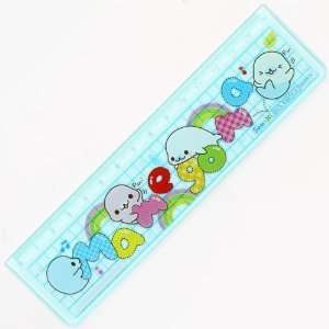  cute blue Mamegoma seal ruler with rainbow: Toys & Games
