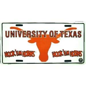  Texas / Hookem Horns embossed metal auto tag: Automotive