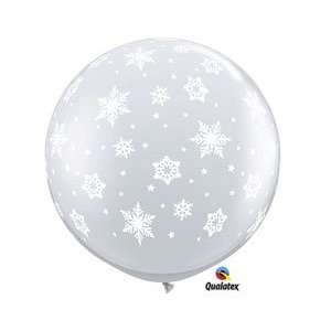  (1) Diamond Clear with Snowflakes 3 Latex Balloon Toys & Games