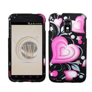  VMG Black Pink 3D Hearts Design Hard 2 Pc Plastic Snap On 