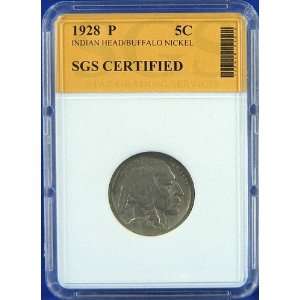  1928 P Indian Head / Buffalo Nickel Certified by SGS 
