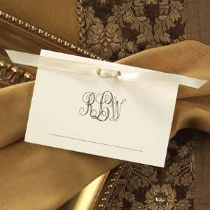  Monogram Place Cards with Ribbon Trim   Set of 25 