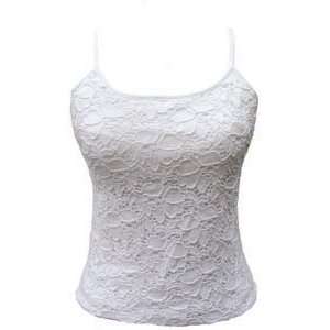 Tank Top, Jacquard Cotton Lace: “ Alise“ , Colour Creme, Size: 1X 