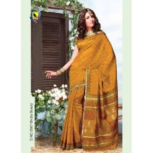   Stylish Mustard Color Party Wear Art Silk Saree /Sari: Everything Else