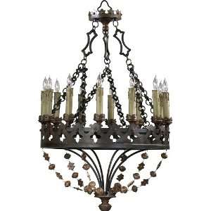   Cinder Wrought Iron and Resin Chandelier 6512 12 31: Home Improvement