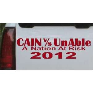 Red 42in X 11.9in    Cain Verses UnAble 2012 Political Car Window Wall 