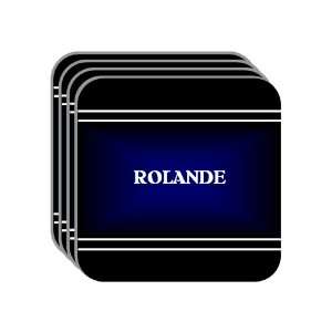 Personal Name Gift   ROLANDE Set of 4 Mini Mousepad Coasters (black 