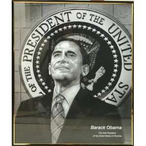  Framed Barack Obama Art  President Barack Obama w/ Seal 