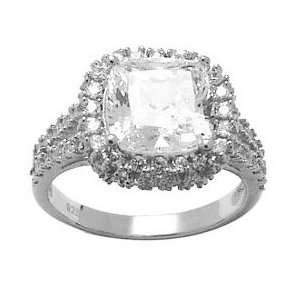   Sterling Silver Princess Cubic Zirconia Ring  3.76 ct tw: Jewelry
