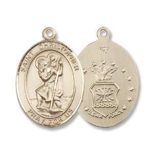   Gold St. Christopher Medal Armed Forces Military US Air Force Jewelry
