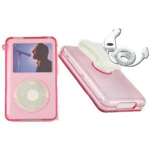  Clear PINK Hard Plastic Case for iPod 5G Video [30GB] + Auto 