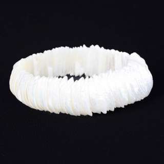 White Sea Shell Stretch Elastic Hawaiian Bracelet  