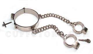 KUB Neck Wrist Slave Collar+Handcuff Stock Restraint  L  