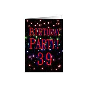  39th Birthday party invitation with fireworks Card Toys 