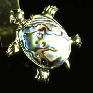 N58952 Carved Abalone shell turtle pendant  