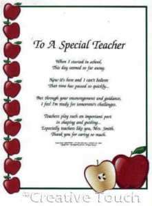 poem personalized apples special teacher  