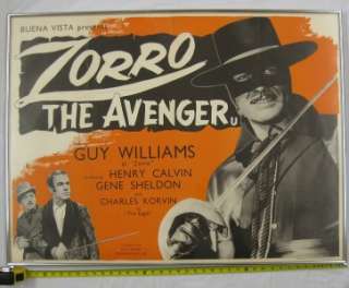 Zorro The Avenger Original 1958 Movie Poster Disney Guy Williams 40x30 