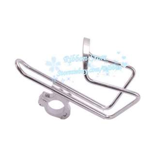 Silver Bike Bicycle Water Bottle Holder + Adapter  