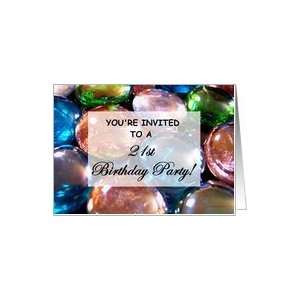  21st Birthday Party Invitation Glass Beads Card: Toys 