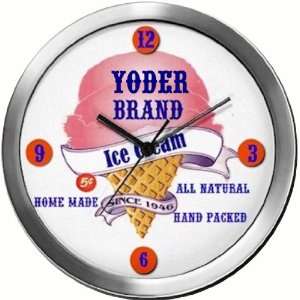  YODER 14 Inch Ice Cream Metal Clock Quartz Movement 