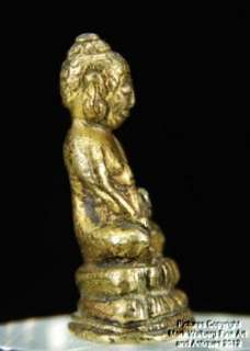 Miniature Chinese Gilt Bronze Seated Buddha, Double Lotus Base  