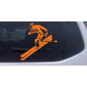 Skier Sports Car Window Wall Laptop Decal Sticker    Orange 12in X 12 