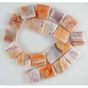  20mm crab fire agate flat square beads 16 strand