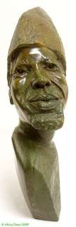 Verdite Shona Stone Sculpture Bust of Man African  