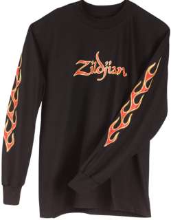 Zildjian Cymbals Classic Black Fire Logo Long Sleeve Tee T Shirt   S M 