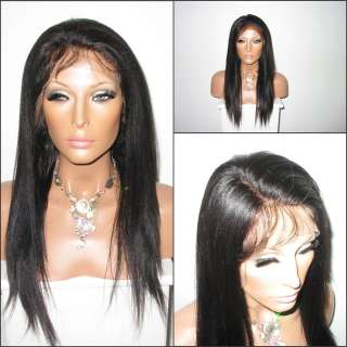   Straight Lace Front Wig 100% Indian Remy Human Hair 18~22 #1b Black