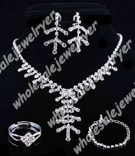 12set rhinestone&plate silver necklace four piece set  