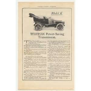    1905 Winton Model K Motor Car Power Saving Print Ad