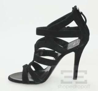 Giuseppe Zanotti Black Suede Strappy Buckle Heels Size 36.5  