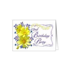  52nd Surprise Birthday Party Invitations Yellow Daisy 