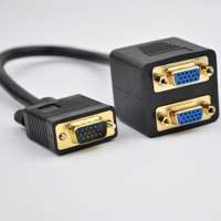 Gold Plated VGA 1 Male to Dual 2 VGA Female Converter Splitter Y Cable 