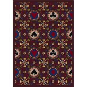  Joy Carpets 59C 03 Stacked Deck Burgundy 5 ft.4 in. x 7 ft 