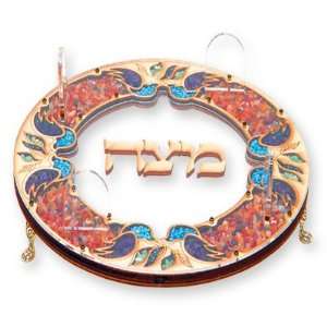Plate for Seder Night Jewish Holiday Wood, Glass and Stone. Great Gift 