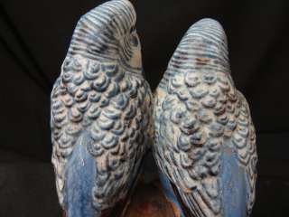 Royal Copenhagen Faience Alumina Budgie Blue Bird Double Artist Signed 