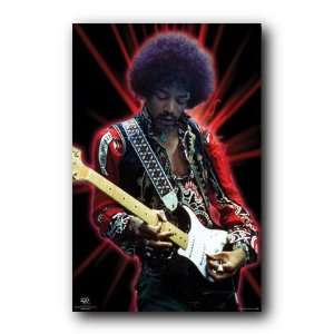  Jimi Hendrix Poster 22.5x34 Glow Red Guitar Rock 6712: Home & Kitchen